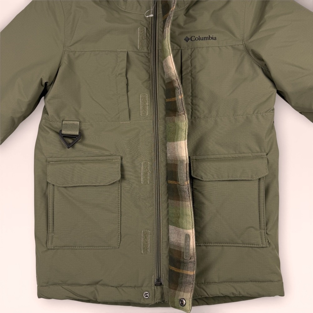 COLUMBIA Hooded Parka Jacket Youth XS 6/7 Green Plaid Lining Winter Coat NEW - Picture 2 of 12